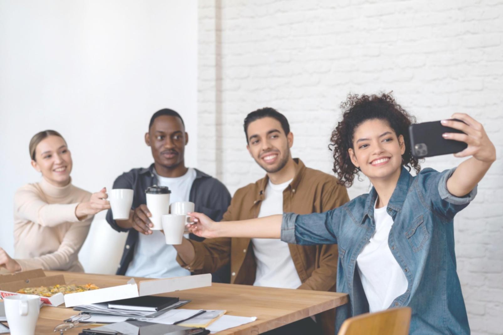 Online learning setup with financial documents and laptop