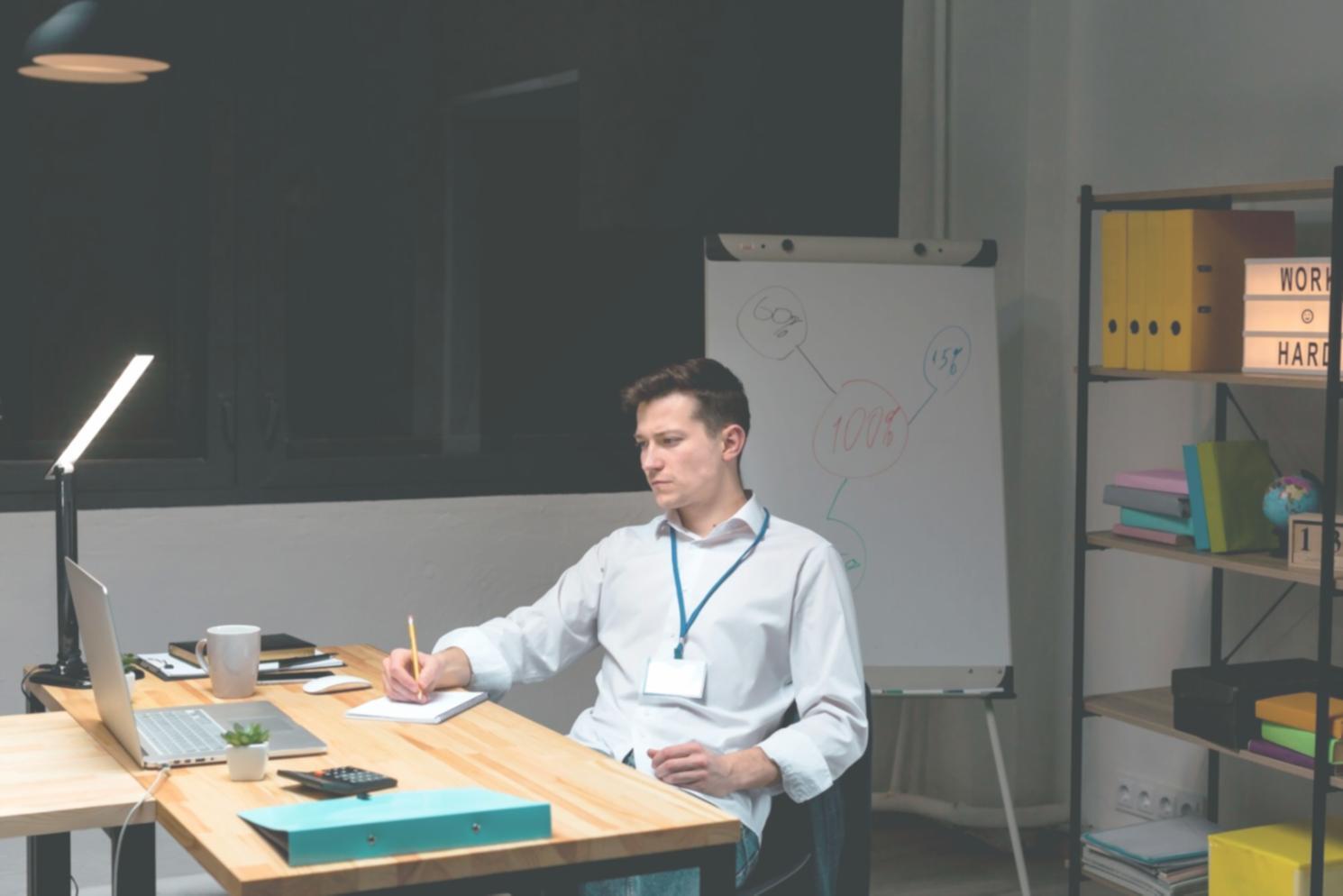 Financial planning workspace with documents and calculator